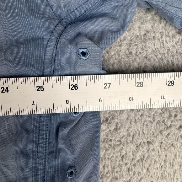 Mountain Hardwear Shirt Mens 2XL Blue Lightweight Short Sleeve Button Up Striped - Picture 6 of 11